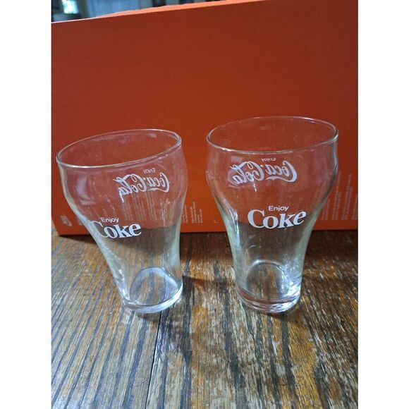 Vintage Set 2 Coca Cola Glasses Enjoy Coke Coca Cola - Picture 2 of 4